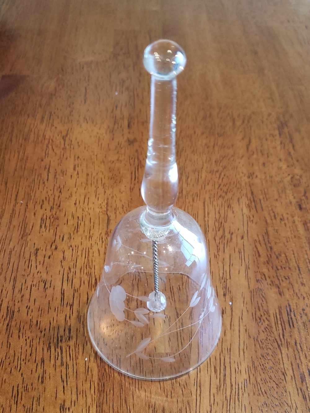 Princess House Heritage Etched Clear Glass Hand Bell